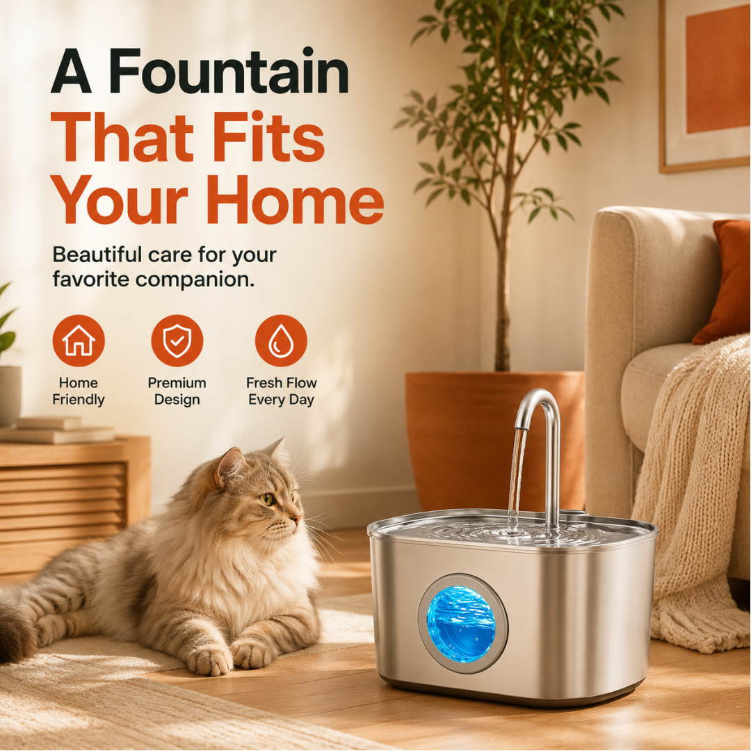 Pawkk Stainless Steel Cat Fountain