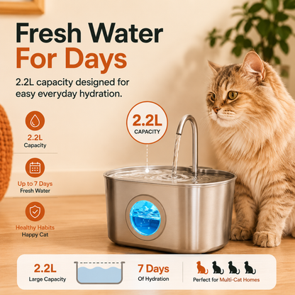 Pawkk Stainless Steel Cat Fountain